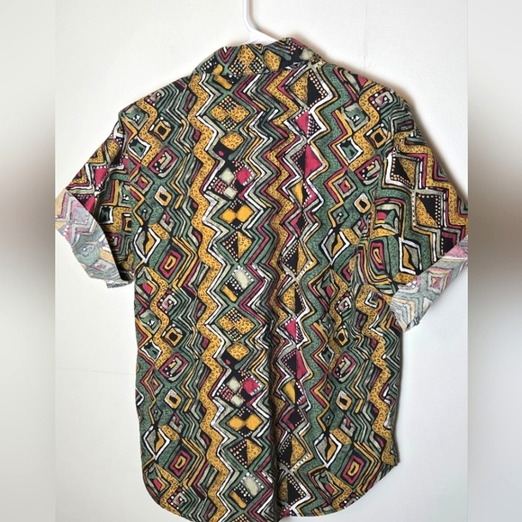 Vintage Women's Denim Republic 90's Geometric Button Up, Size Large - Picture 3 of 5